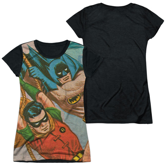 Batman Classic Tv - Nightly Patrol - Short Sleeve Junior Poly Black Back - White T-shirt
