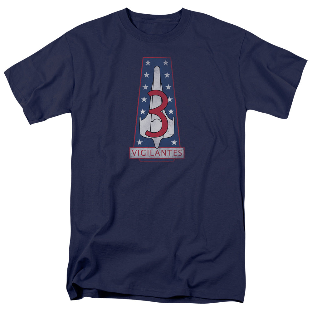 Bsg - Vigilantes Badge - Short Sleeve Adult 18/1 - Navy T-shirt