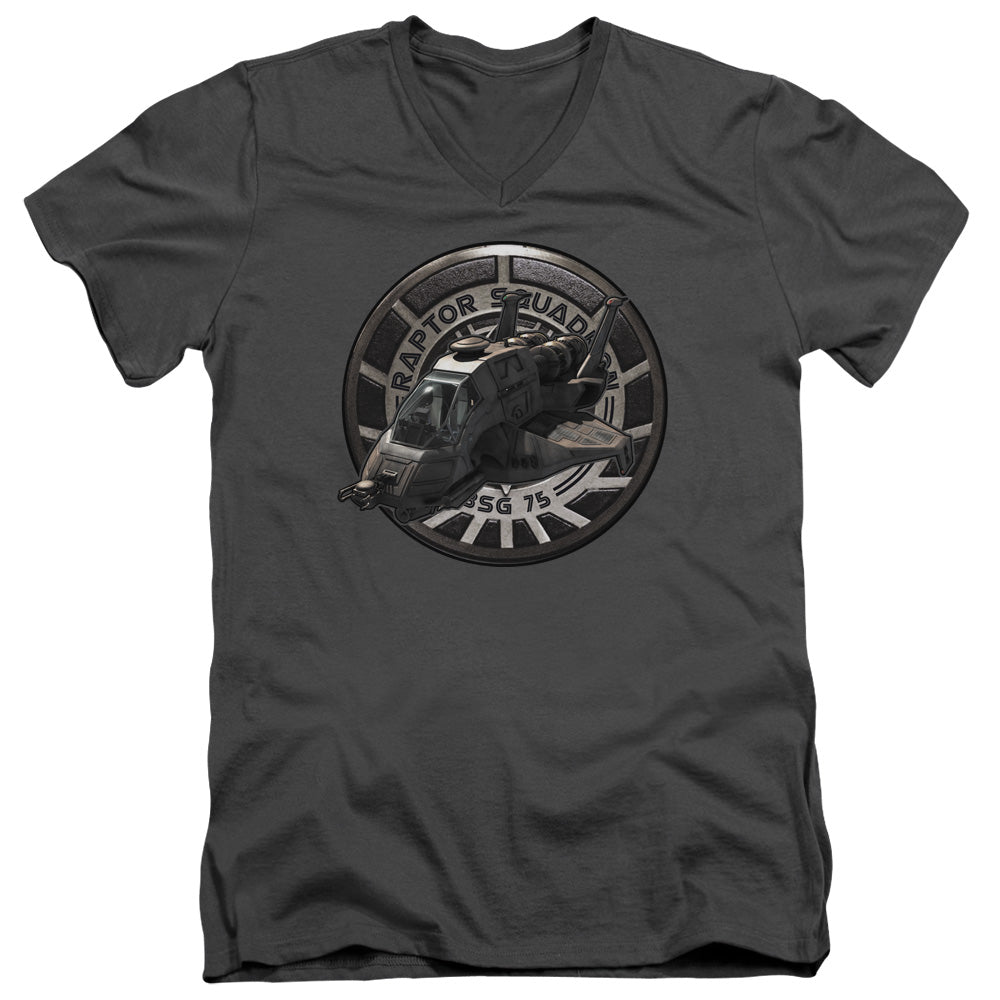 Bsg - Raptor Squadron - Short Sleeve Adult V-neck - Charcoal T-shirt