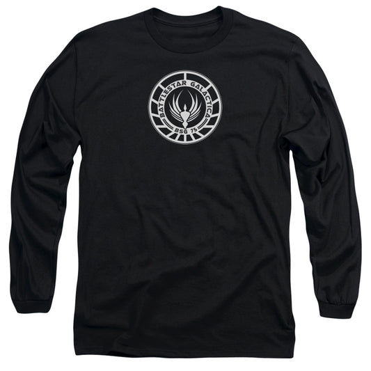 Bsg - Galactica Badge - Long Sleeve Adult 18/1 - Black T-shirt