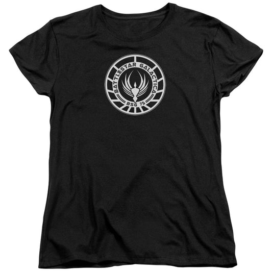 BSG GALACTICA BADGE - S/S WOMENS TEE - BLACK T-Shirt