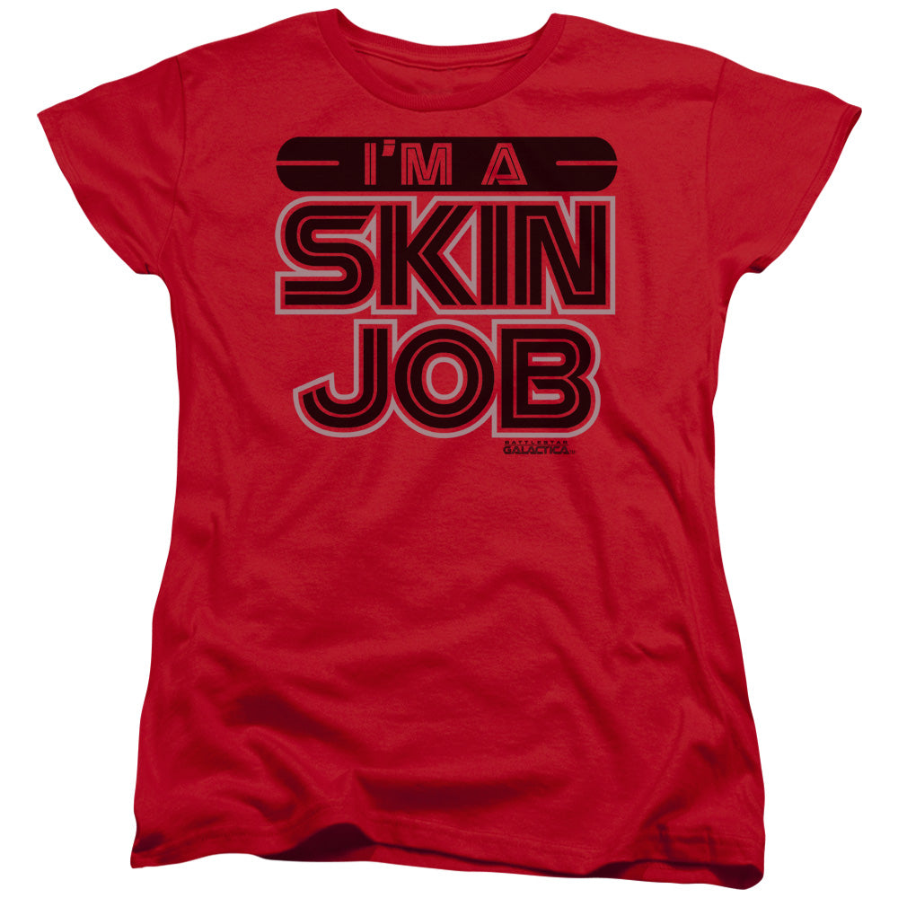 Bsg - Im A Skin Job - Short Sleeve Womens Tee - Red T-shirt