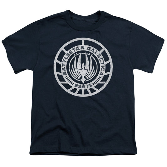 Bsg - Scratched Bsg Logo - Short Sleeve Youth 18/1 - Navy T-shirt