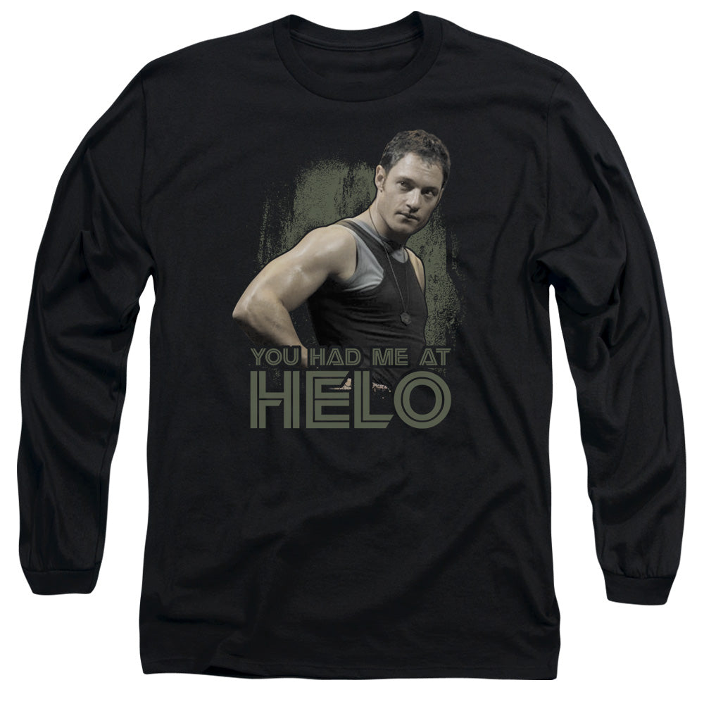 Bsg - Had Me At Helo - Long Sleeve Adult 18/1 - Black T-shirt