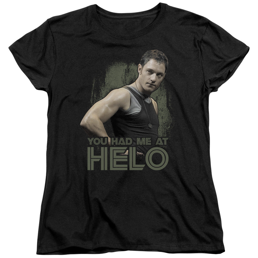 Bsg - Had Me At Helo - Short Sleeve Womens Tee - Black T-shirt