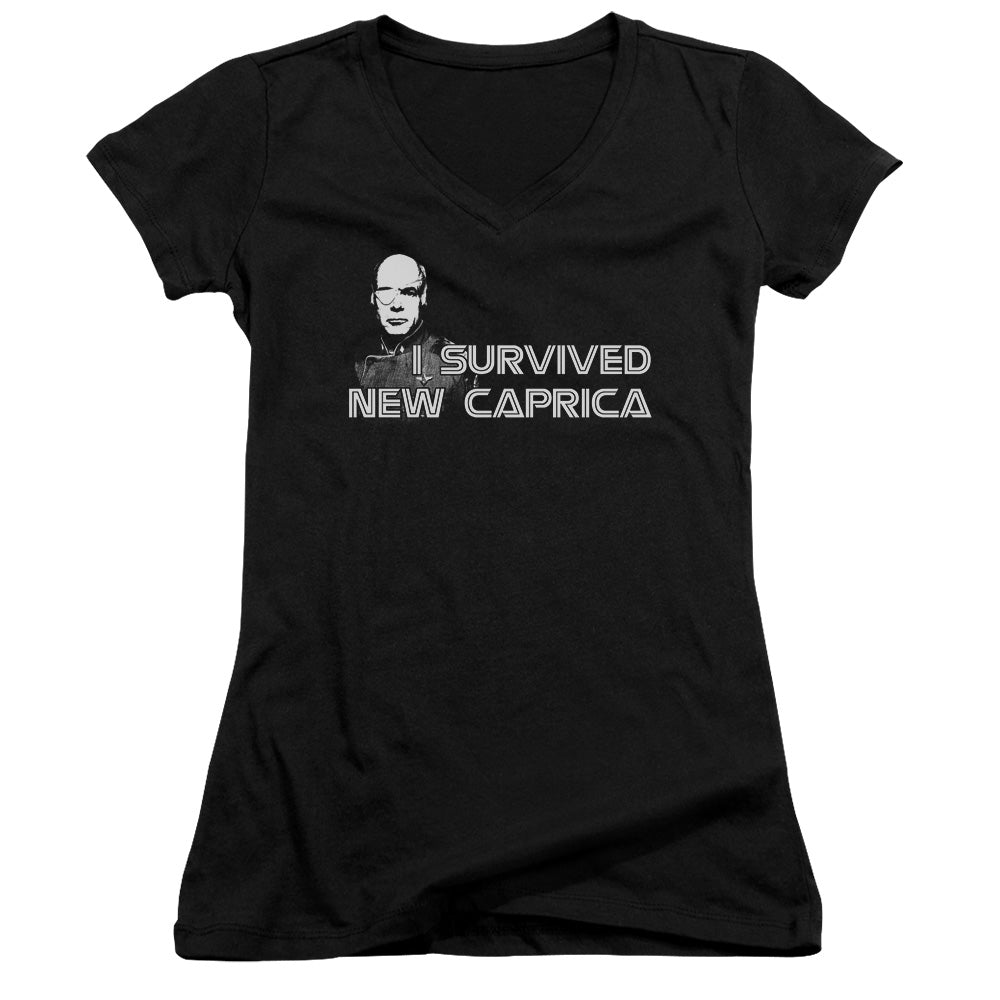 Bsg - I Survived New Caprica - Junior V-neck - Black