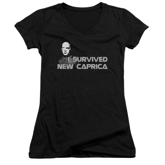 Bsg - I Survived New Caprica - Junior V-neck - Black