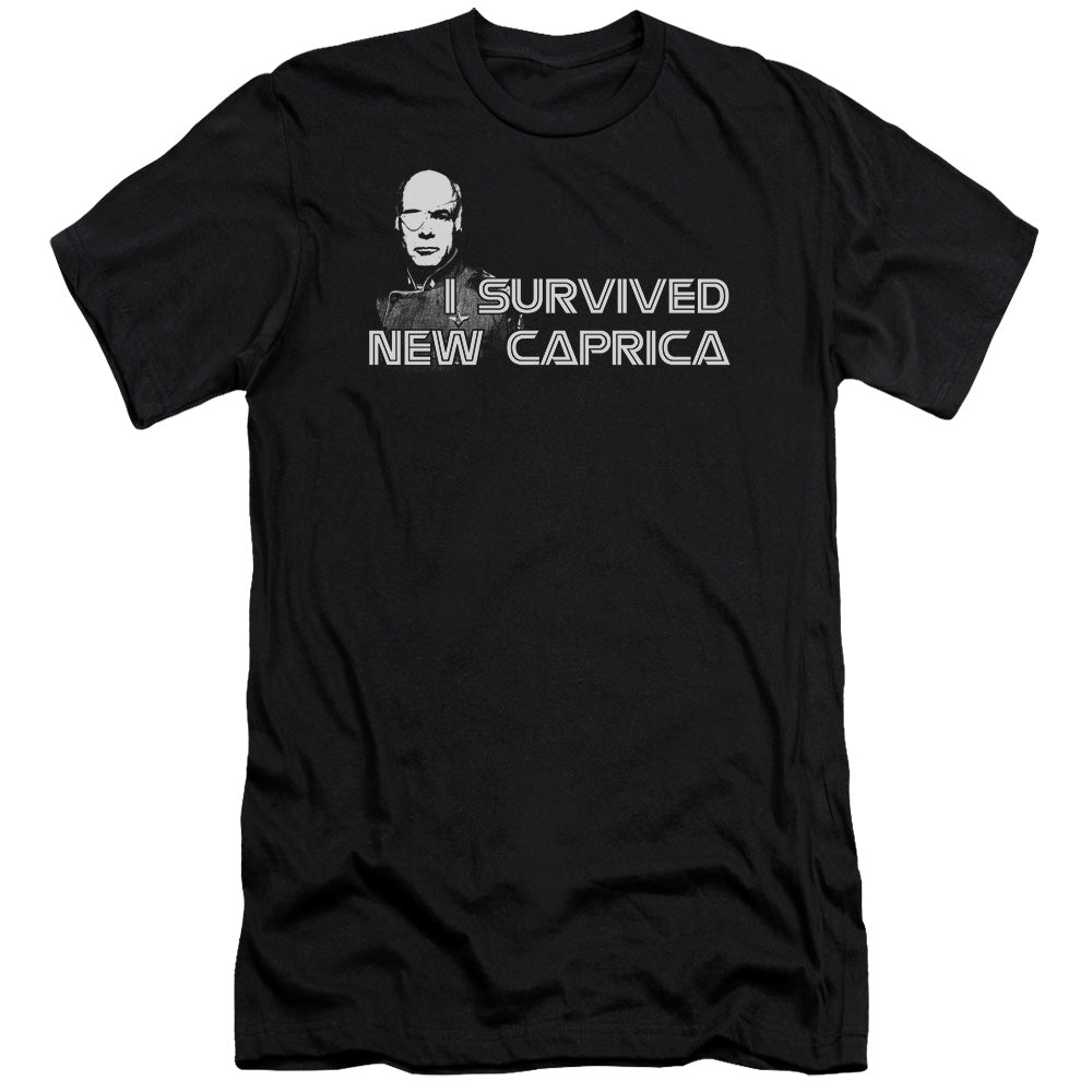 Bsg - I Survived New Caprica-premuim Canvas Adult Slim Fit 30/1 - Black
