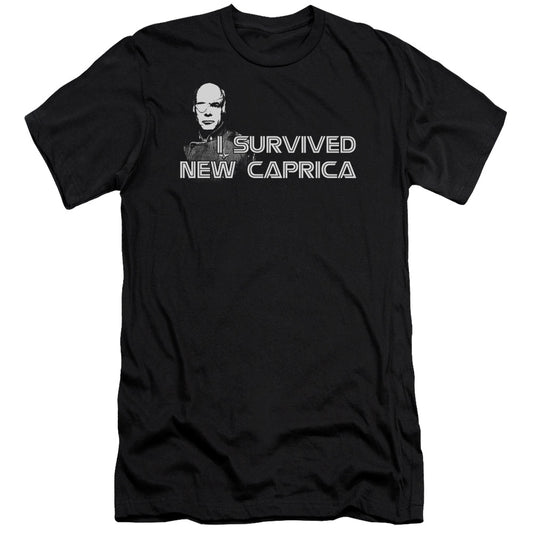 Bsg - I Survived New Caprica-premuim Canvas Adult Slim Fit 30/1 - Black