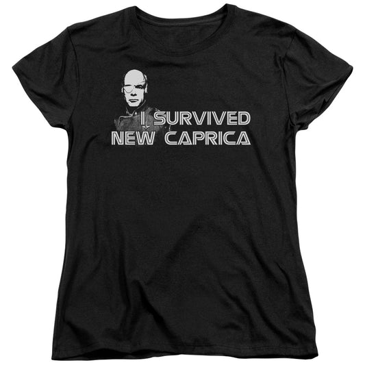 Bsg - I Survived New Caprica - Short Sleeve Womens Tee - Black T-shirt