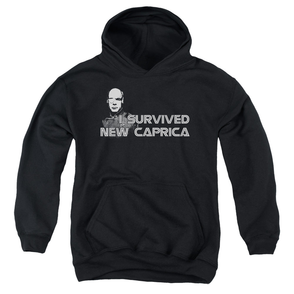 Bsg I Survived New Caprica-youth Pull-over Hoodie - Black