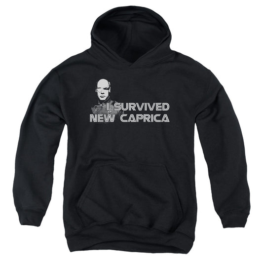 Bsg I Survived New Caprica-youth Pull-over Hoodie - Black