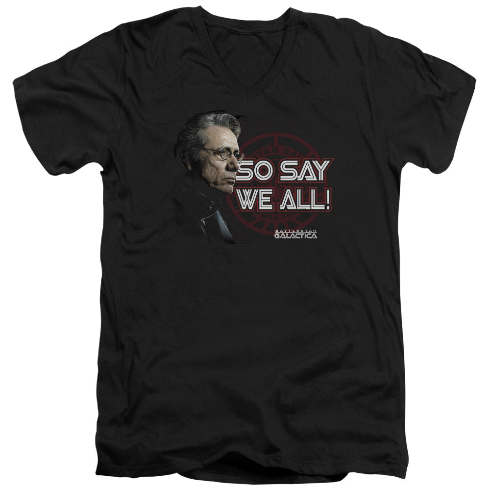 Bsg - So Say We All - Short Sleeve Adult V-neck - Black T-shirt