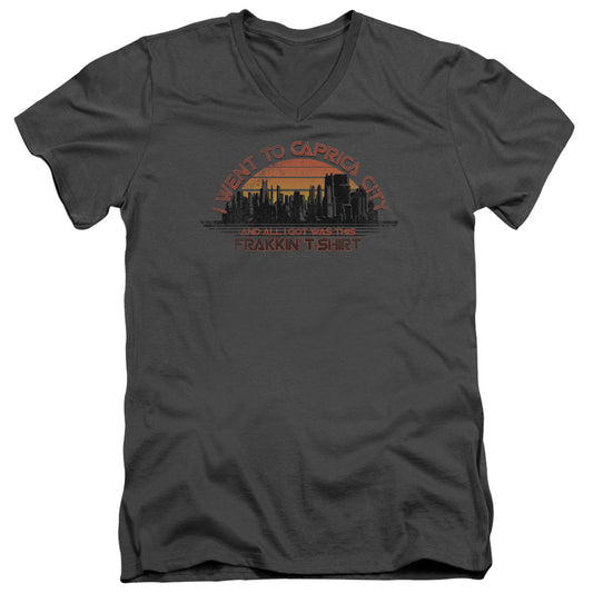 Bsg - Caprica City - Short Sleeve Adult V-neck - Charcoal T-shirt