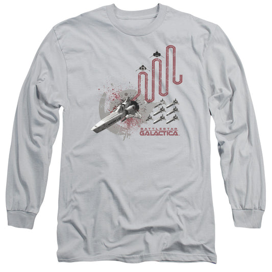 Bsg - Red Squadron Splatter - Long Sleeve Adult 18/1 - Silver T-shirt