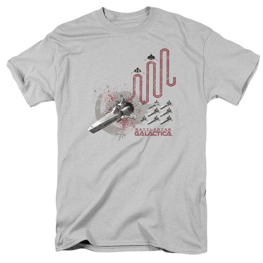 Bsg - Red Squadron Splatter - Short Sleeve Adult 18/1 - Silver T-shirt