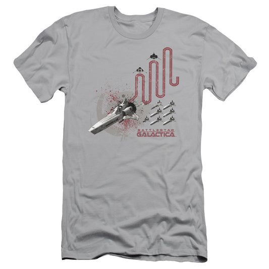 Bsg - Red Squadron Splatter - Short Sleeve Adult 30/1 - Silver T-shirt