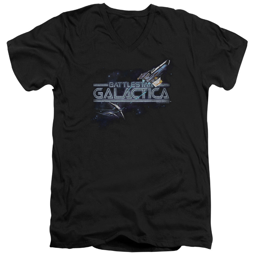 Bsg - Cylon Persuit - Short Sleeve Adult V-neck - Black T-shirt