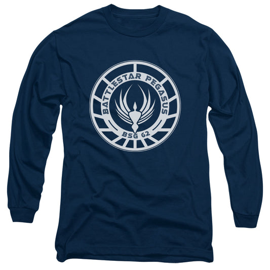 Bsg - Pegasus Badge - Long Sleeve Adult 18/1 - Navy T-shirt