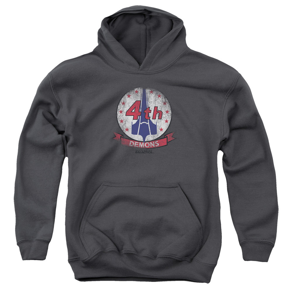Bsg Demons Badge-youth Pull-over Hoodie - Charcoal