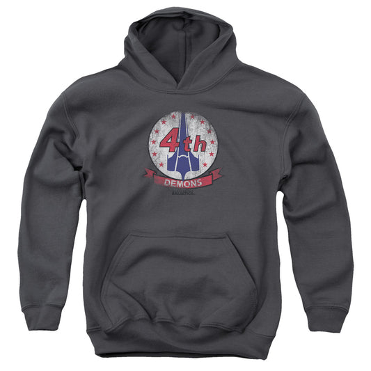 Bsg Demons Badge-youth Pull-over Hoodie - Charcoal