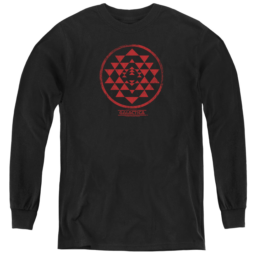 Bsg - Red Squadron Patch - Youth Long Sleeve Tee - Black
