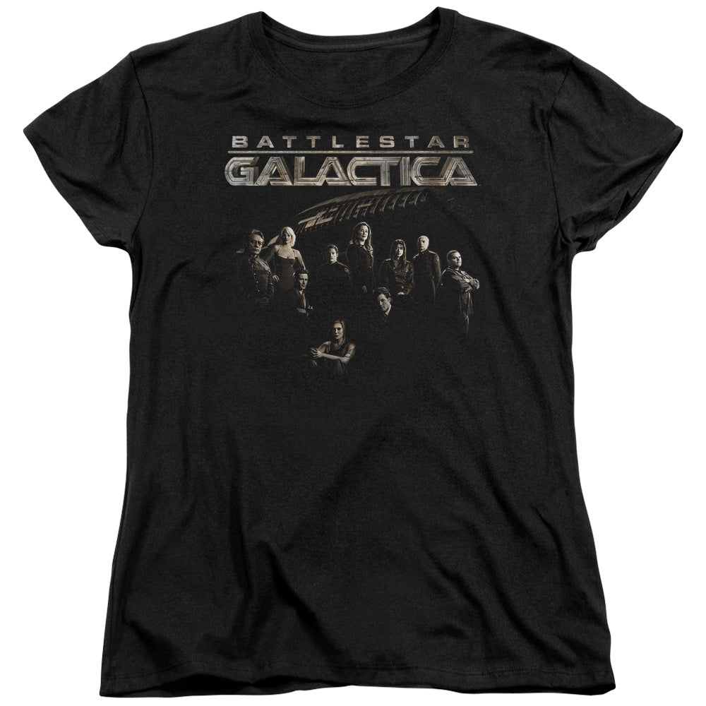 Battlestar Galactica - Battle Cast - Short Sleeve Womens Tee - Black T-shirt