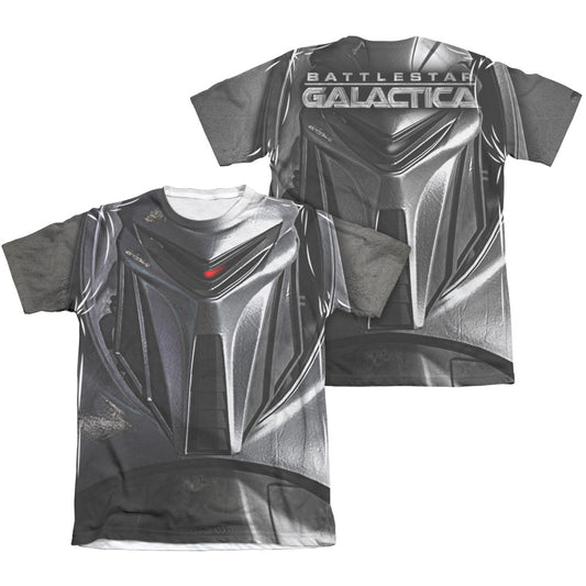 Bsg - Cylon Face (Front/back Print) - Adult Poly/cotton Short Sleeve Tee - White T-shirt