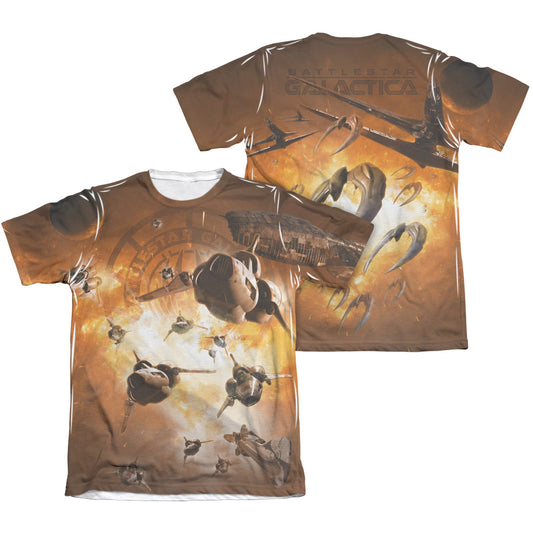 Bsg - Dog Fight (Front/back Print) - Adult Poly/cotton Short Sleeve Tee - White T-shirt