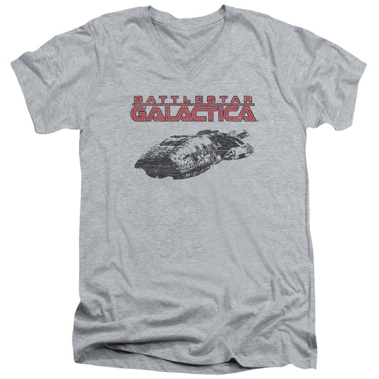 Bsg - Ship Logo - Short Sleeve Adult V-neck 30/1 - Athletic Heather T-shirt