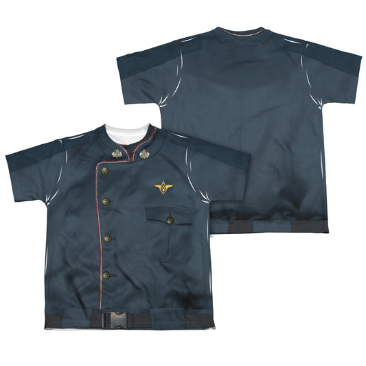Battlestar Galactica - Duty Blue (Front/back Print) - Short Sleeve Youth Poly Crew - White T-shirt
