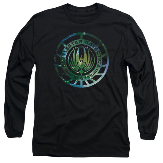 Battlestar Galactica (New) - Galaxy Emblem - Long Sleeve Adult 18/1 - Black T-shirt