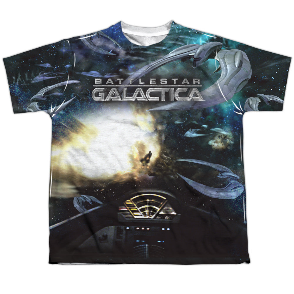 Bsg (New) - Battle Seat - Short Sleeve Youth Poly Crew - White T-shirt