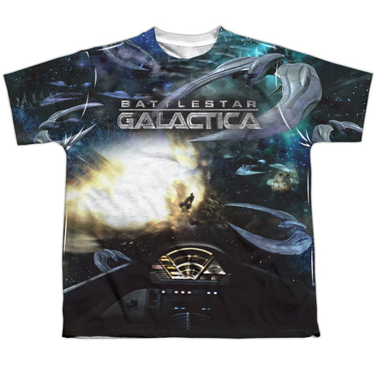 Bsg (New) - Battle Seat - Short Sleeve Youth Poly Crew - White T-shirt