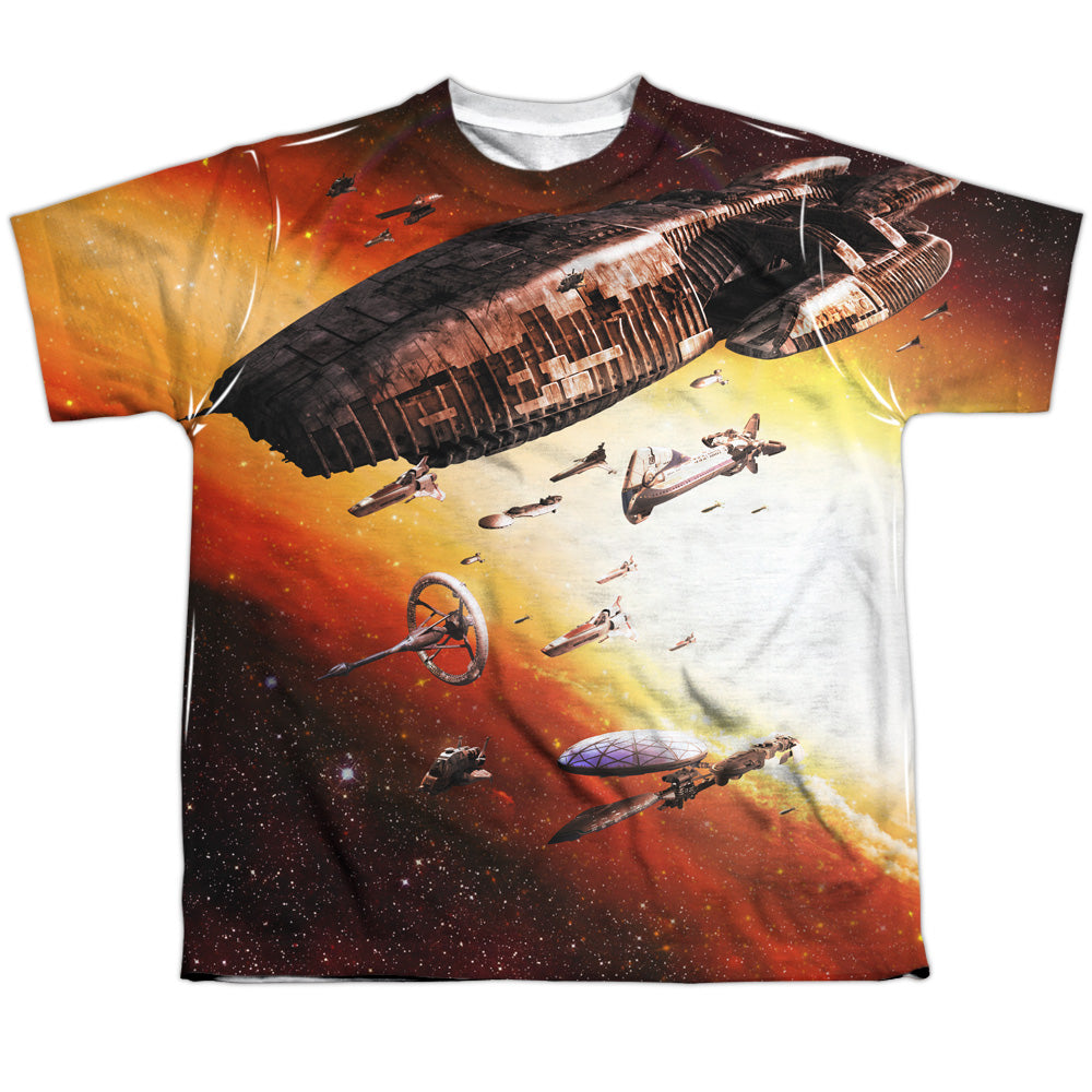 Bsg (New) - Fleet Of Humanity - Short Sleeve Youth Poly Crew - White T-shirt