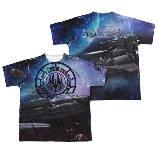 Bsg (New) - Star Crusing (Front/back Print) - Short Sleeve Youth Poly Crew - White T-shirt