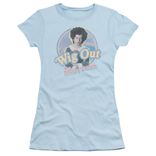 Brady Bunch - Wig Out - Short Sleeve Junior Sheer - Light Blue T-shirt