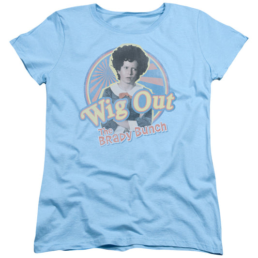 Brady Bunch - Wig Out - Short Sleeve Womens Tee - Light Blue T-shirt