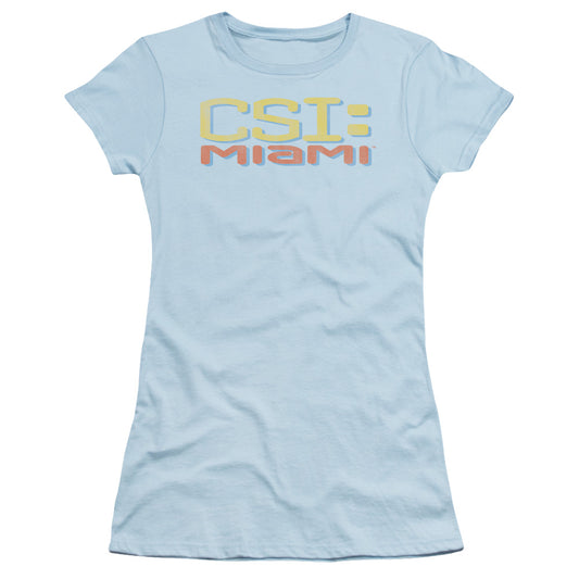 Csi Miami - Logo Distressed - Short Sleeve Junior Sheer - Light Blue T-shirt