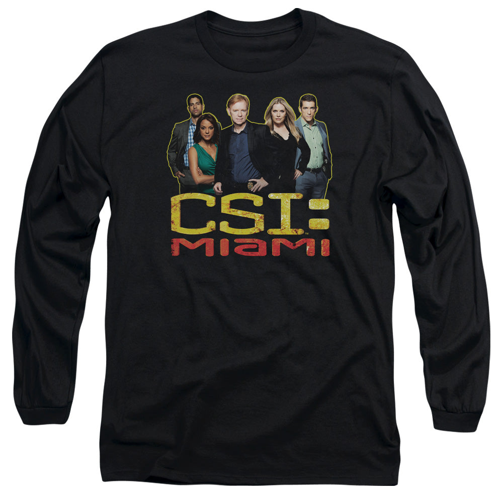 Csi Miami - The Cast In Black - Long Sleeve Adult 18/1 - Black T-shirt