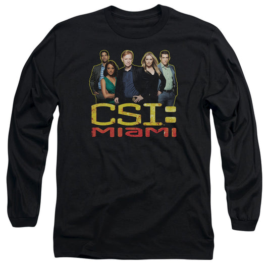 Csi Miami - The Cast In Black - Long Sleeve Adult 18/1 - Black T-shirt