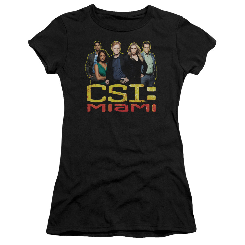 Csi Miami - The Cast In Black - Short Sleeve Junior Sheer - Black T-shirt