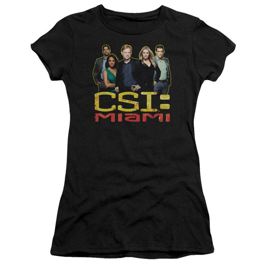 Csi Miami - The Cast In Black - Short Sleeve Junior Sheer - Black T-shirt