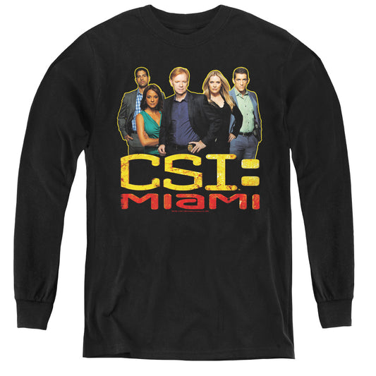 Csi Miami - The Cast In Black - Youth Long Sleeve Tee - Black