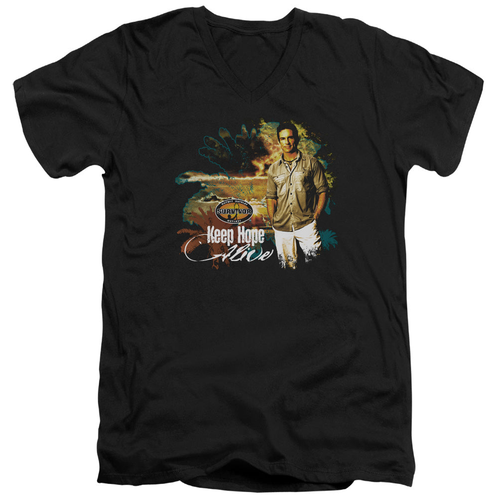 Survivor - Keep Hope Alive - Short Sleeve Adult V-neck - Black T-shirt