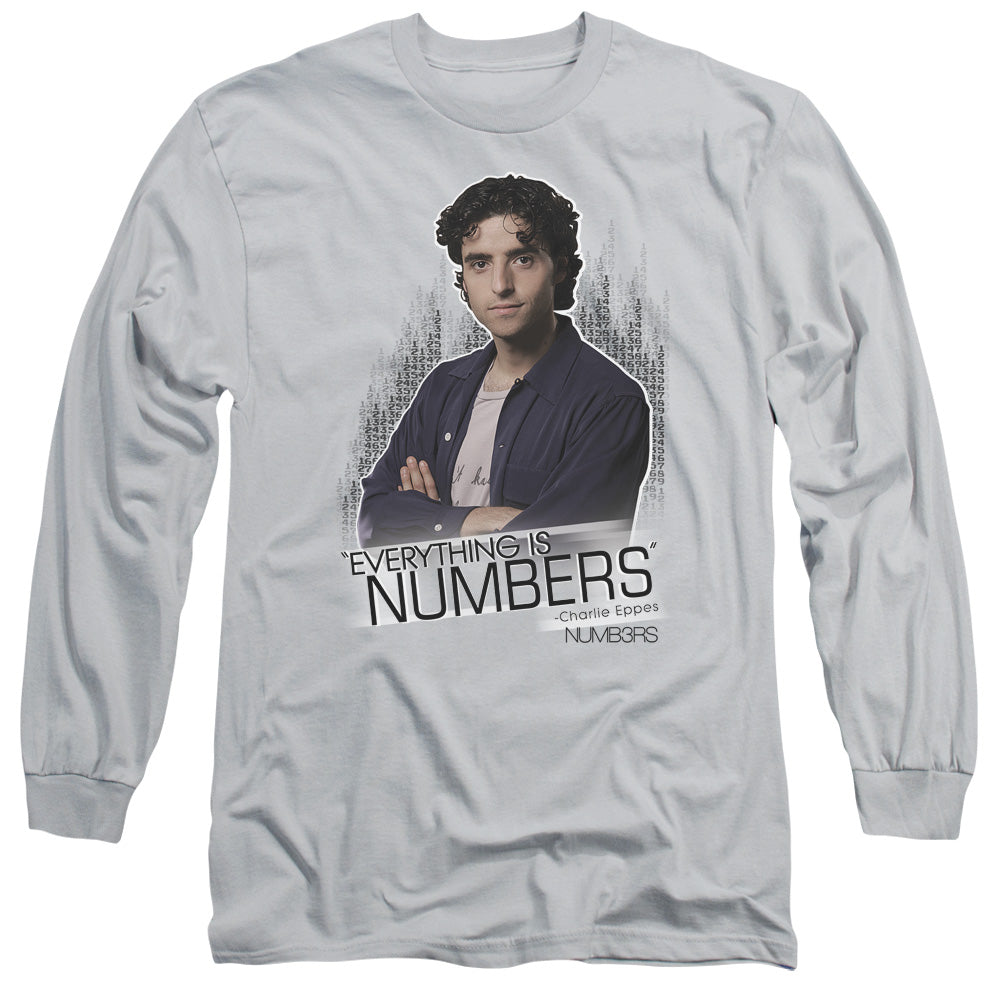 Numbers - Everything Is Numbers - Long Sleeve Adult 18/1 - Silver T-shirt