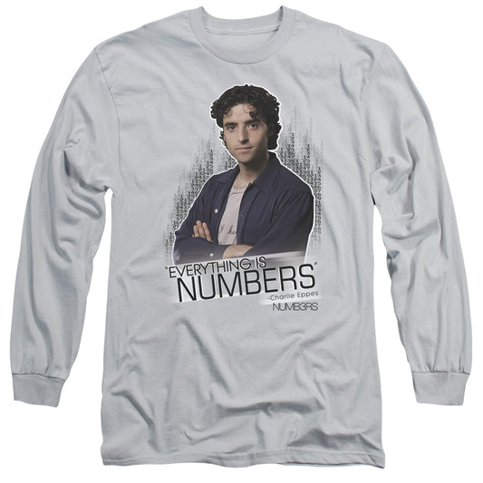 Numbers - Everything Is Numbers - Long Sleeve Adult 18/1 - Silver T-shirt