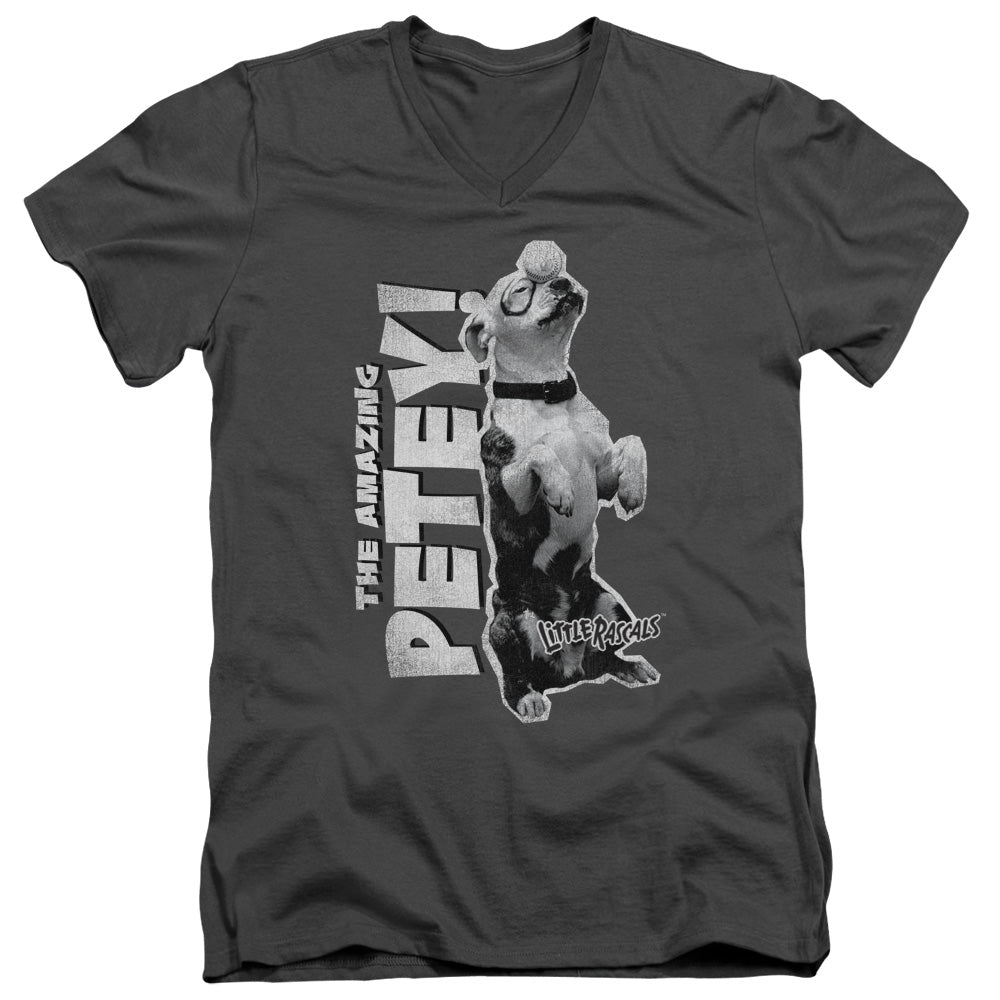 Little Rascals - Amazing Petey - Short Sleeve Adult V-neck - Charcoal T-shirt