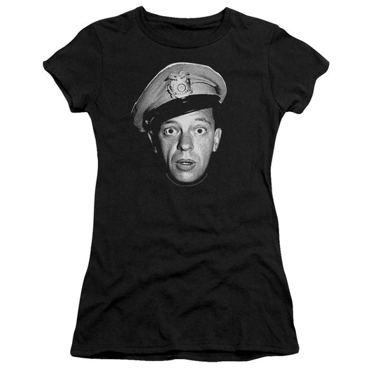 Andy Griffith - Barney Head - Short Sleeve Junior Sheer - Black T-shirt