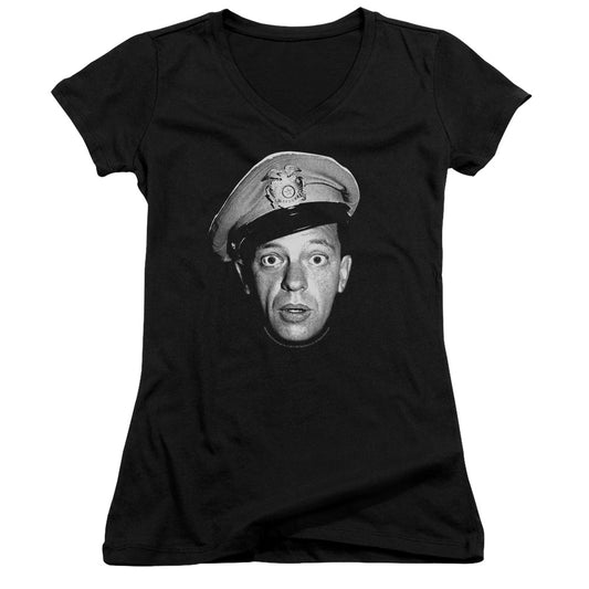 Andy Griffith - Barney Head - Junior V-neck - Black